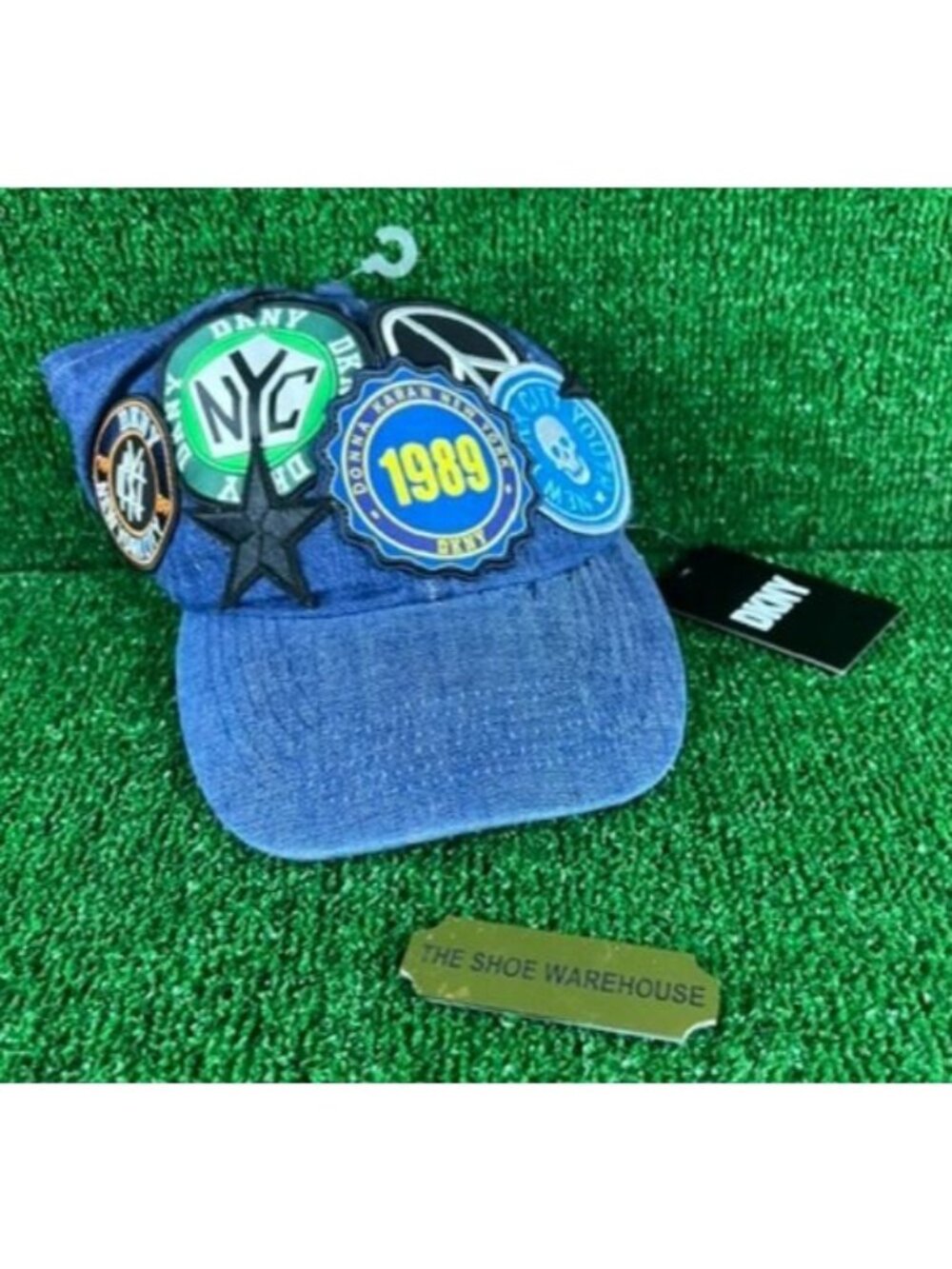 DKNY Patched Denim Baseball Cap Blue One Size D5WH1852 NEW $58